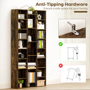 Tall Wooden 21 Cube Bookcase With Open Storage Shelves For Home Office Brown AOSOM