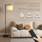 Black LED Floor Lamp With Stepless Dimming Magnetic Remote And Timer For Reading Rooms AOSOM