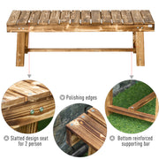 2 Seater Wooden Garden Bench Set for Indoor or Outdoor Use Compact Design, Carbonised