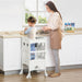 Kids Step Stool with Blackboard and Lockable Handrail for Kitchen Counter White by HOMCOM