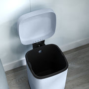 Light Blue 12L Metal Kitchen Bin with Modern Boxy Design by HOMCOM