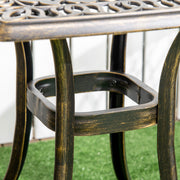 Bronze Cast Aluminium Square Garden Side Table With Umbrella Hole For Patio Or Balcony Use