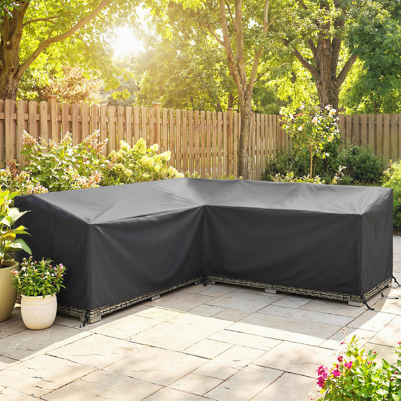 V Shaped Outdoor Furniture Cover Waterproof for Corner Sofa with Air Vents Black Outsunny