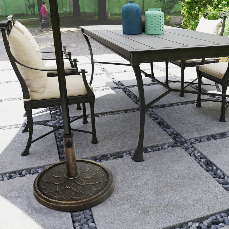 12kg Bronze Round Parasol Base Heavy Duty Resin Umbrella Stand for 32-48mm Poles by Outsunny