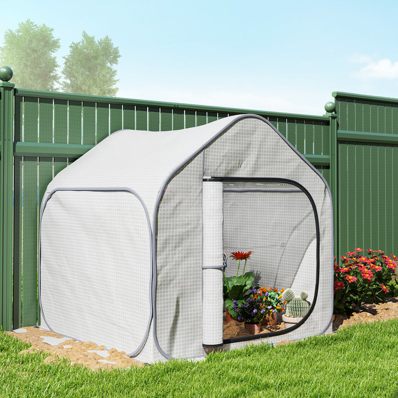 Mini Pop Up Greenhouse 150 x 148cm Portable Plant Grow Tent White by Outsunny