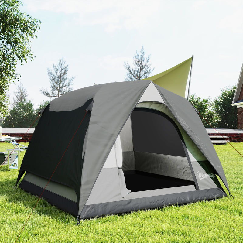 Dome Camping Tent for 3 People with Quick Setup Waterproof Design and Mesh Windows Grey