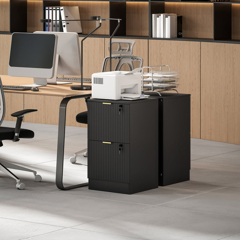 Filing Cabinet with Lockable Drawers for Home Office Organisation Black