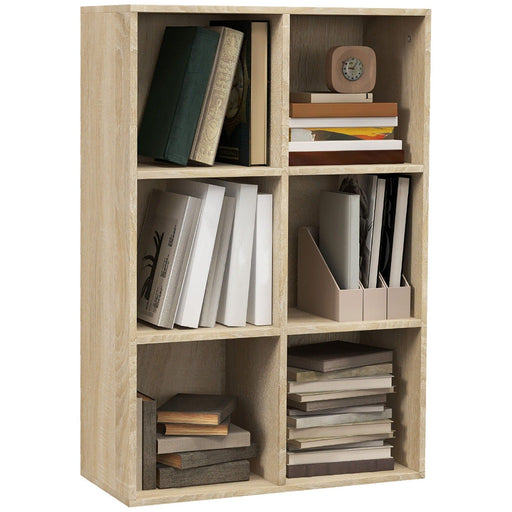 Image of an Oak coloured 6 Cube Bookcase