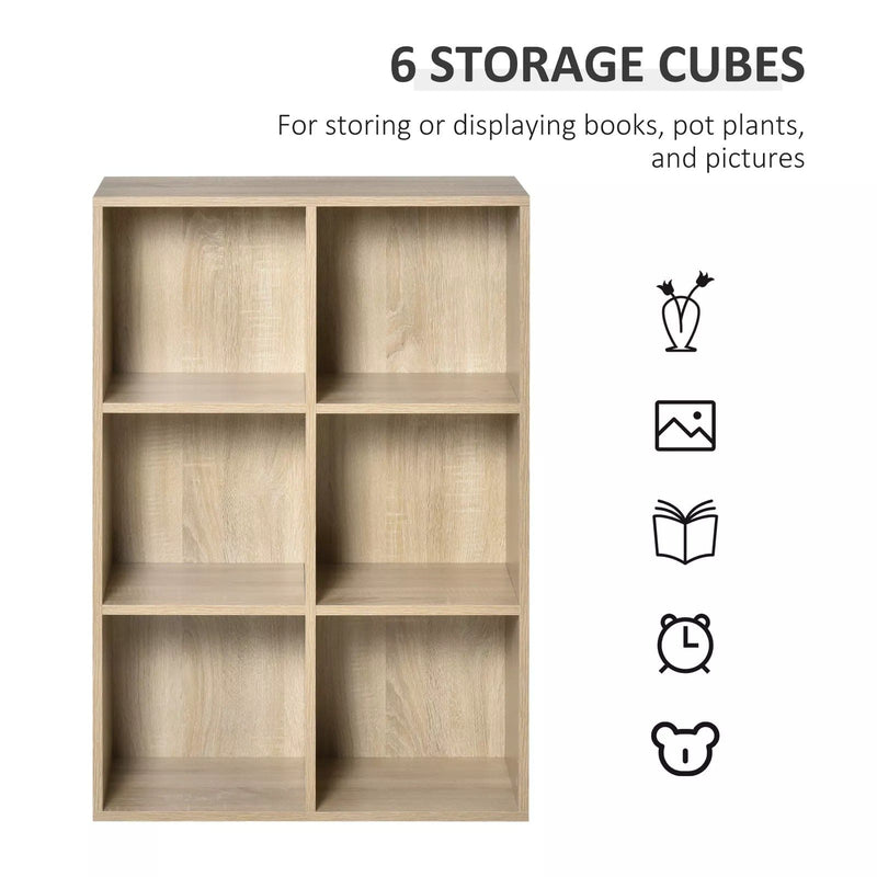 Image of an Oak coloured 6 Cube Bookcase