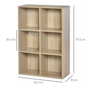 Image of an Oak coloured 6 Cube Bookcase
