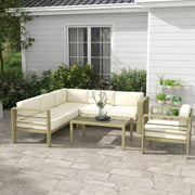 Gold Metal Garden Sofa Set 6 Seater Modular Design With Cushions And Glass Top Coffee Table Outsunny