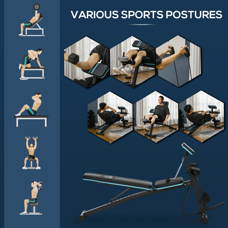 Foldable Adjustable Weight Bench for Strength Training and Sit Ups in Blue by HOMCOM AOSOM