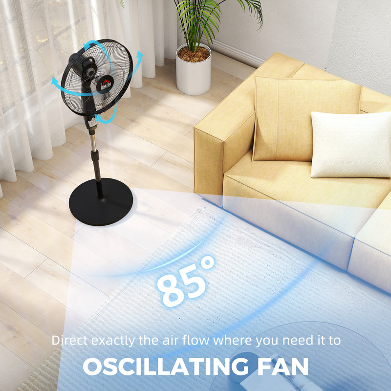 Pedestal Fan with Remote Control for Adjustable Cooling in Home or Office Black AOSOM