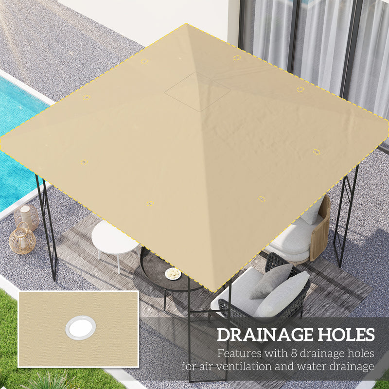 Beige 3m x 3m Gazebo Canopy Replacement Cover Water Resistant with UPF30+ by Outsunny