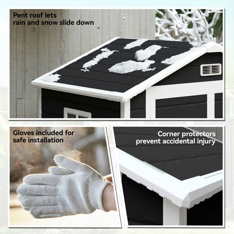 Garden Shed with Lockable Door for Secure Tool Storage and Weather Protection Black Outsunny