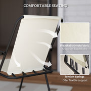 4 Seater Garden Dining Set With Folding Chairs and Parasol Cream White by Outsunny