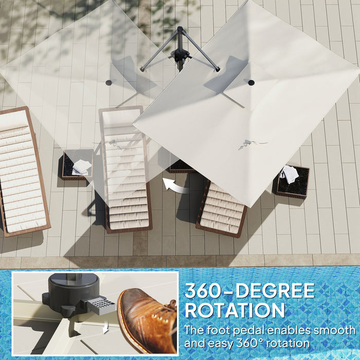 Grey Cantilever Parasol 3.7 x 2.7m With 360 Rotation Tilt UPF50 Sun Shade by Outsunny