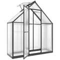 Walk-In Polycarbonate Greenhouse | Swing Door, Roof Vent & Ground Stakes – Black Outsunny