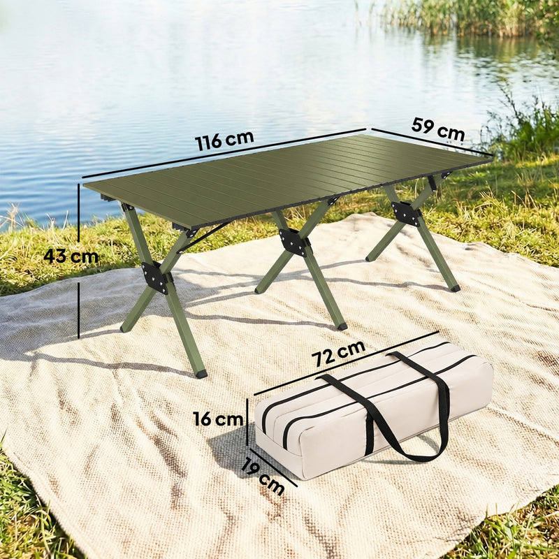 Folding Camping Table for Outdoor Picnics with Waterproof Surface and Easy Storage Green