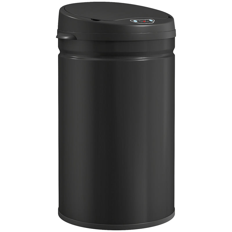 30L Touchless Kitchen Sensor Bin with Lid for Rubbish Waste Stainless Steel Black AOSOM