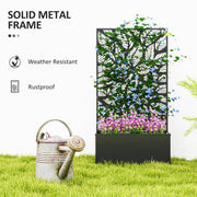 Black Metal Outdoor Planter With Trellis for Climbing Plants and Garden Display