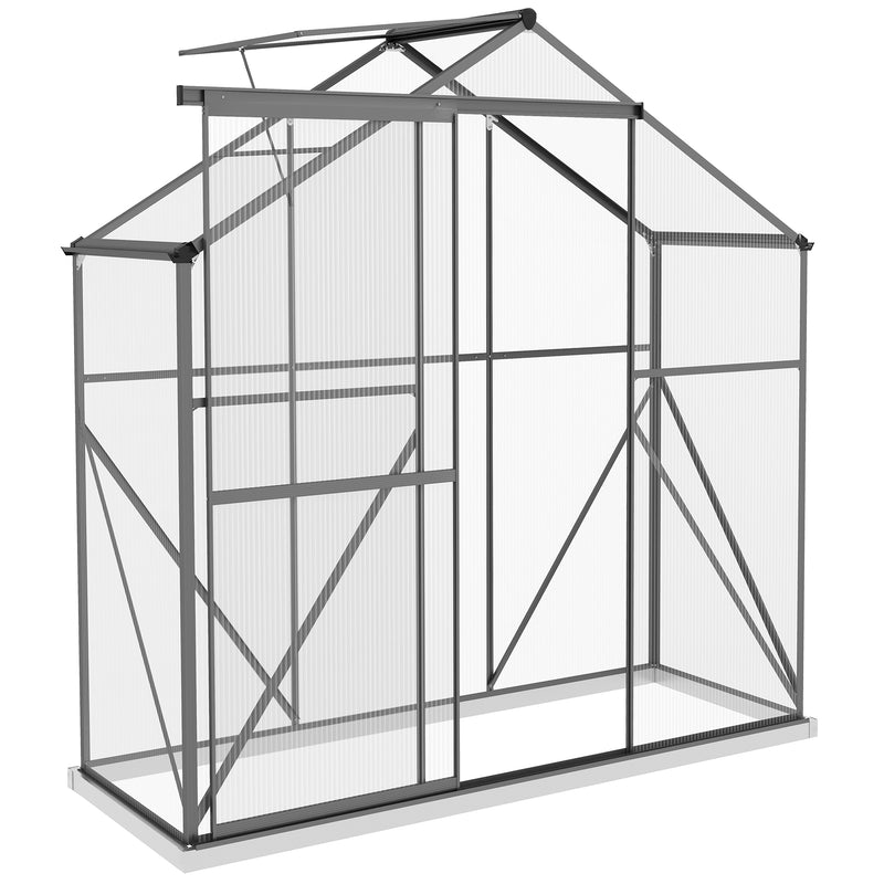 Walk In Polycarbonate Greenhouse With Sliding Door and Rain Gutter For Garden Use Dark Grey
