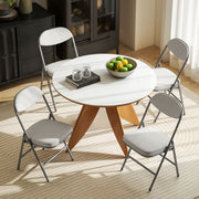 Folding Dining Chairs Set of 4 with Padded Seat for Extra Guest Seating Cream Grey Homcom