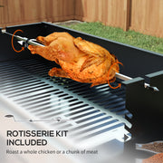 Charcoal Rotisserie BBQ Grill Roaster With Adjustable Grate And Side Shelves For Chicken