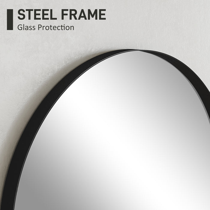 Black Arched Wall Mirror 60 x 90cm for Home and Bedroom by HOMCOM