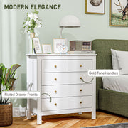 White Chest of Bedroom Drawers With Gold Legs Elegant Bedroom Storage by HOMCOM