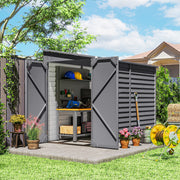 5 x 9ft Metal Garden Storage Shed with Foundation Kit and Lockable Doors Grey