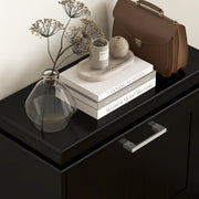 Three Drawer Slim Shoe Storage Cabinet With Flip Doors For Hallway Organisation Black
