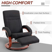 Manual Reclining Swivel Chair With Footrest for Home or Office Comfort Black