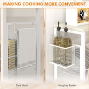 3 Tier Kitchen Trolley with Steel Wire Storage Baskets Ideal for Food Prep White AOSOM