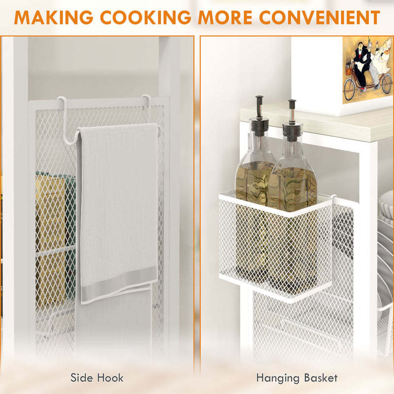 3 Tier Kitchen Trolley with Steel Wire Storage Baskets Ideal for Food Prep White AOSOM