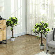Set of Two Artificial Rose Trees Indoor Outdoor Decorative Plants Green by Outsunny