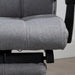 Image of an Office Chair With Heat and Massage. The chair is upholstered with grey fabric and features a footrest, swivel wheels, padded arms, a removeable neck pillow, and tilt/height adjust.