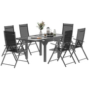 7 Piece Outdoor Dining Set Extendable Table and 6 Folding Chairs Grey by Outsunny