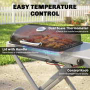 Portable Folding Gas BBQ Grill with Wheels, 1800cm² Cooking Area and Side Shelf, Black Outsunny