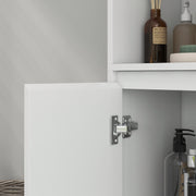 Slim Bathroom Storage Cabinet With Open Shelf For Small Spaces Freestanding, White