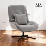Accent Chair with High Back and Swivel Base for Everyday Comfort Light Grey AOSOM