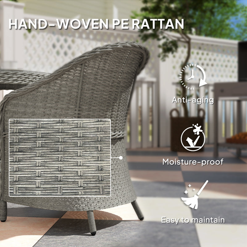 Grey 4 Seater Rattan Garden Dining Set With Cushions and Glass Top Table by Outsunny