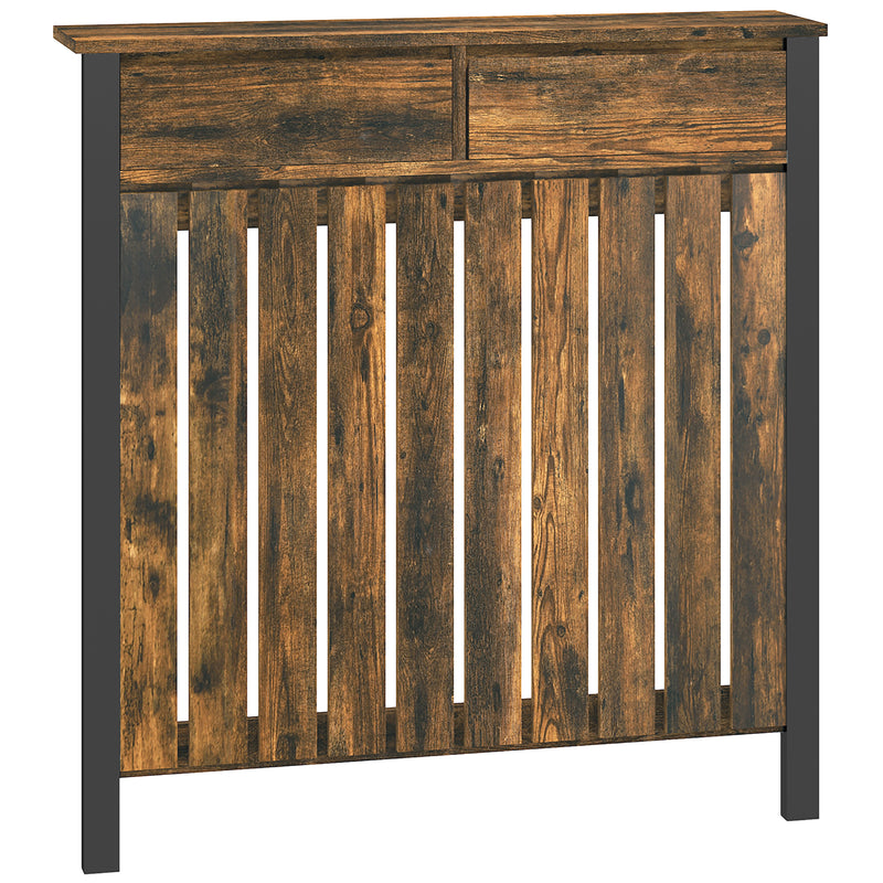 Rustic Wooden Radiator Cover with Black Metal Frame 93 x 88.5cm by HOMCOM