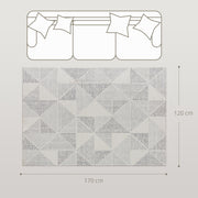 Soft Non Slip Geometric Area Rug for Living Room or Bedroom Washable 170 x 120 cm Grey