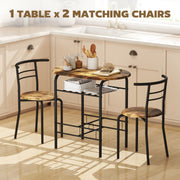 Three Piece Dining Table Set with Stools Space Saving Kitchen Furniture Rustic Brown
