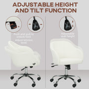 Velvet Swivel Office Chair With Padded Seat For Home Or Work Desk Comfort Cream