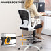 Black Mesh Drafting Chair with Flip-up Armrests and Adjustable Foot Ring by HOMCOM