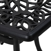 Black Square Cast Aluminium Garden Bistro Table With Umbrella Hole For Patio Or Balcony Outsunny
