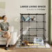 Black Steel Wire Cat Cage with Hammock and Ramps for 1-3 Cats by PawHut