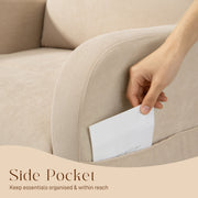 Modern Corduroy Rocking Armchair With Cushioned Seat For Living Room Comfort Beige